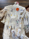 Newborn Bunny Print Zippered Pajamas