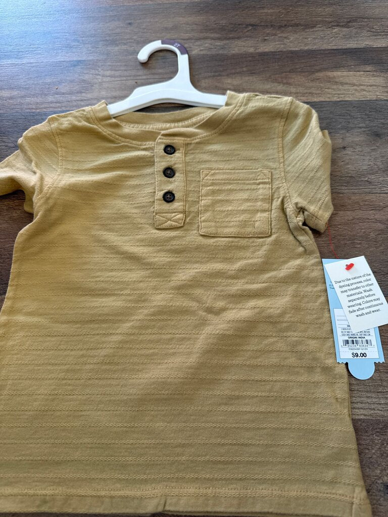 Tan Short Sleeve Shirt with Buttons and Pocket