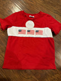 Boys Red Patriotic T-Shirt with Flag Design