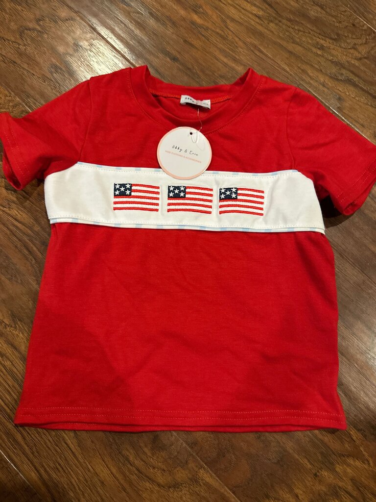Boys Red Patriotic T-Shirt with Flag Design