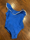 Blue One-Piece Swimsuit with Ruffled Trim
