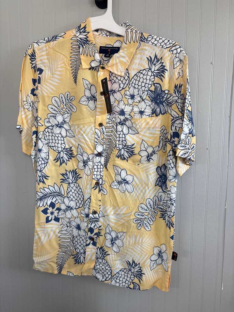 Men's Tropical Pineapple Print Button-Up Shirt