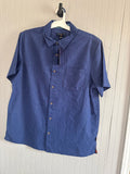Men's Blue Short Sleeve Button-Up Shirt