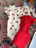 Red Heart Print Baby Outfit