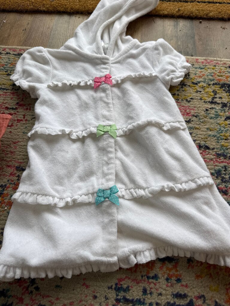Girls' Hooded Bathrobe with Bow Accents