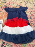 Navy Blue and Red Ruffled Dress
