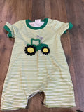 Green Striped Tractor Romper