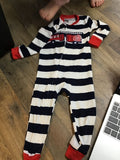 Striped Fire Truck Zip-Up Pajamas