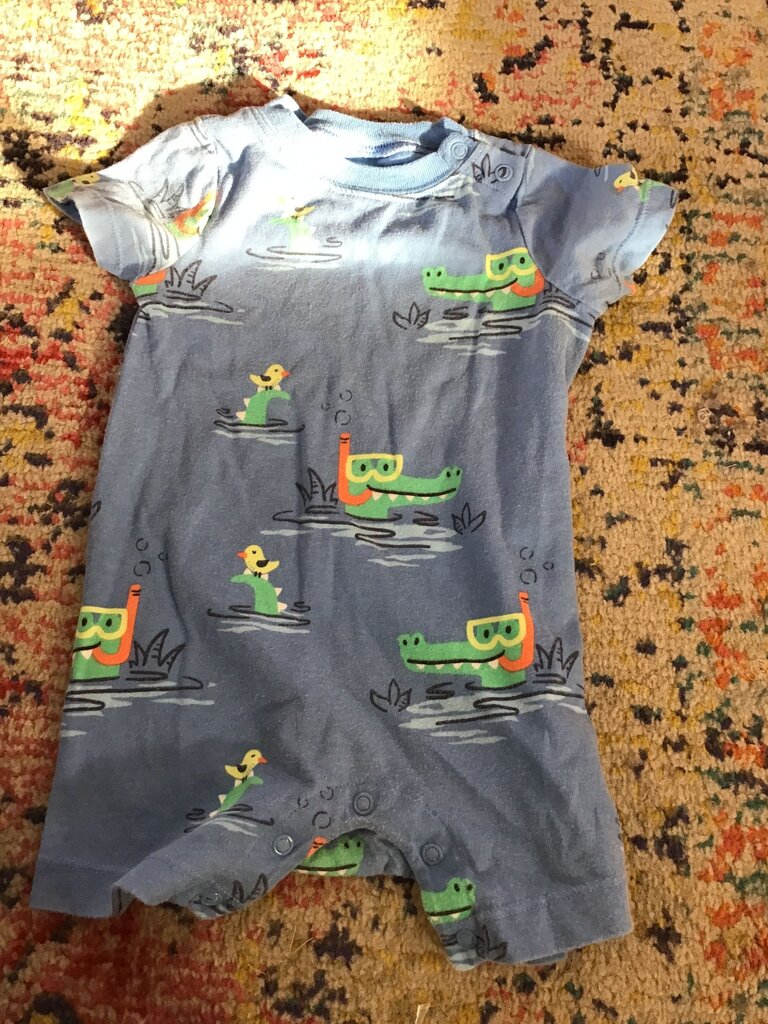 Blue Crocodile Print Baby Romper