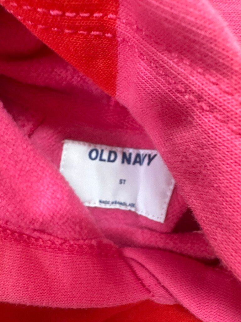 Old Navy Pink and Red Striped Hoodie with 'Besties' Design