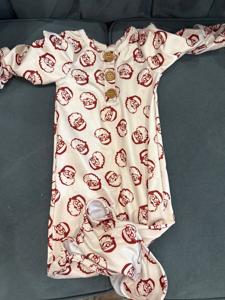 Infant Santa Print Long Sleeve Romper