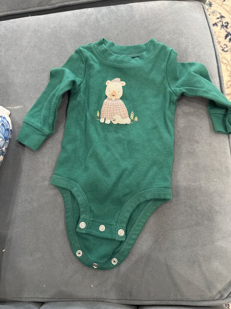 Green Baby Onesie with Bear Design