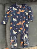 Navy Blue Moth Print Baby Onesie