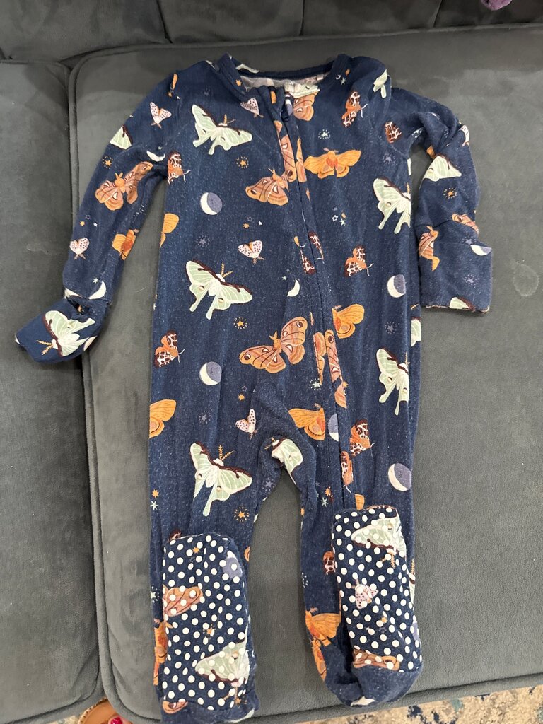 Navy Blue Moth Print Baby Onesie
