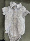Gray Short Sleeve Button-Up Bodysuit