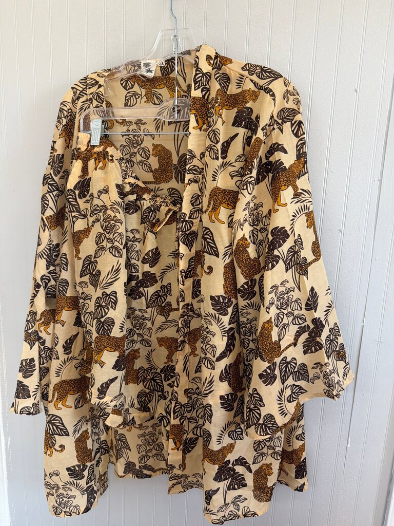 Violet Sky Leopard Print Kimono
