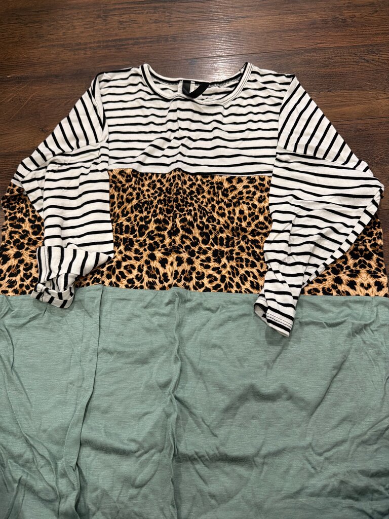 Lovely Souls Striped and Leopard Print Top
