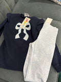 Jellybean Girls' Navy Blue Top and Floral Print Leggings Set