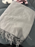 Soft Gray Throw Blanket with Fringe
