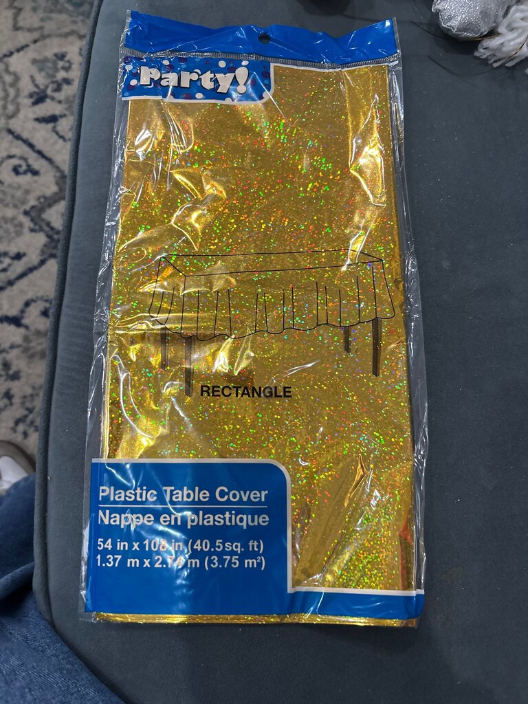 Gold Glitter Plastic Table Cover