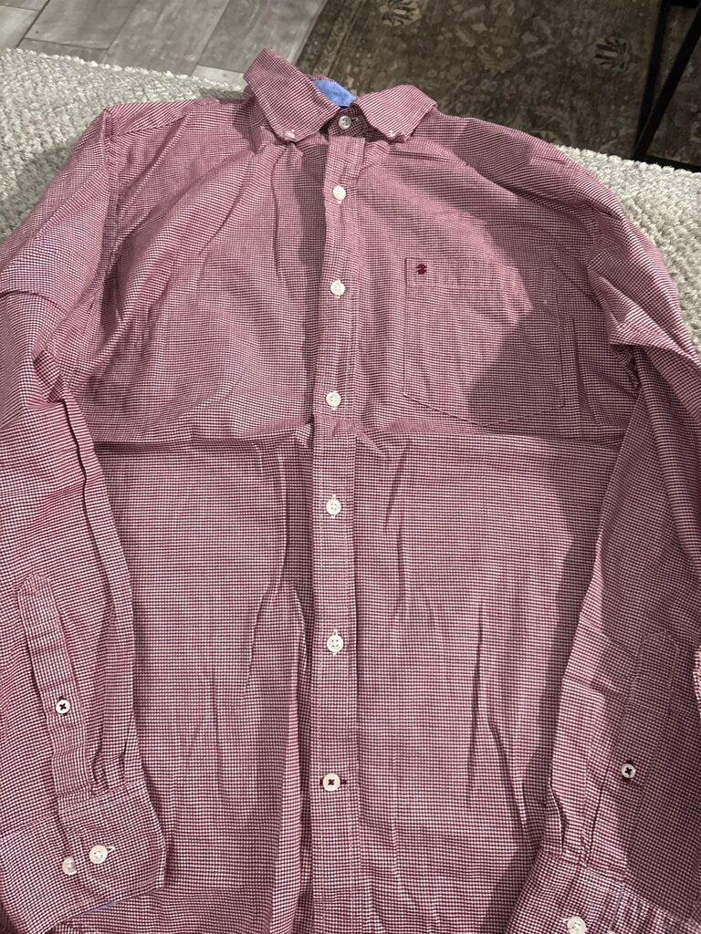 Men's Red Gingham Button-Up Shirt