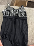 Black and White Striped Swim Dress
