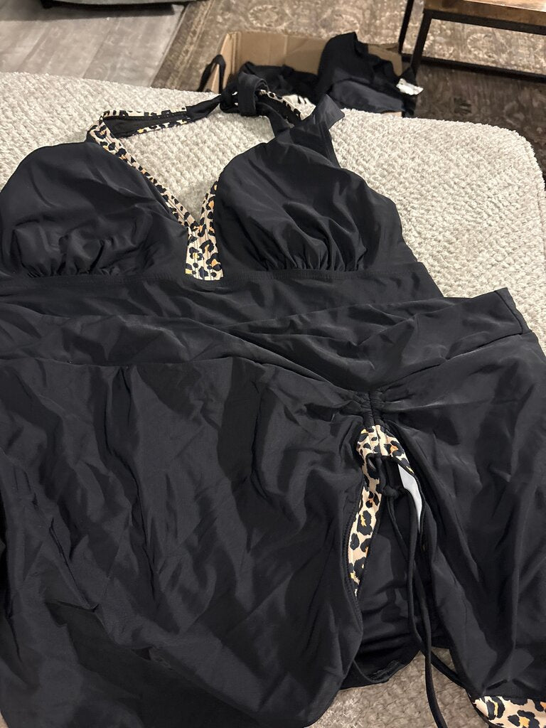 Women's Black Animal Print Swimsuit