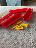 Red Kitchen Food Storage Containers with Yellow Plugs
