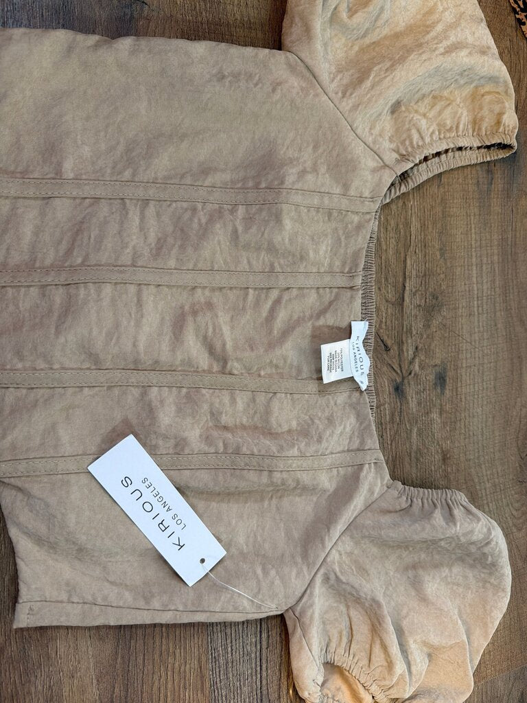 KIRIOUS Los Angeles Beige Puff Sleeve Top