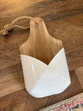 Ceramic and Wood Wall-Mounted Storage Scoop