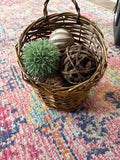 Decorative Basket with Green and Natural Orbs