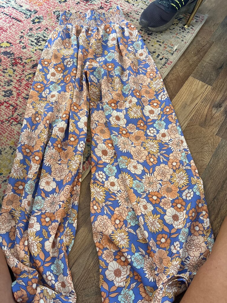 Floral Print Wide Leg Pants