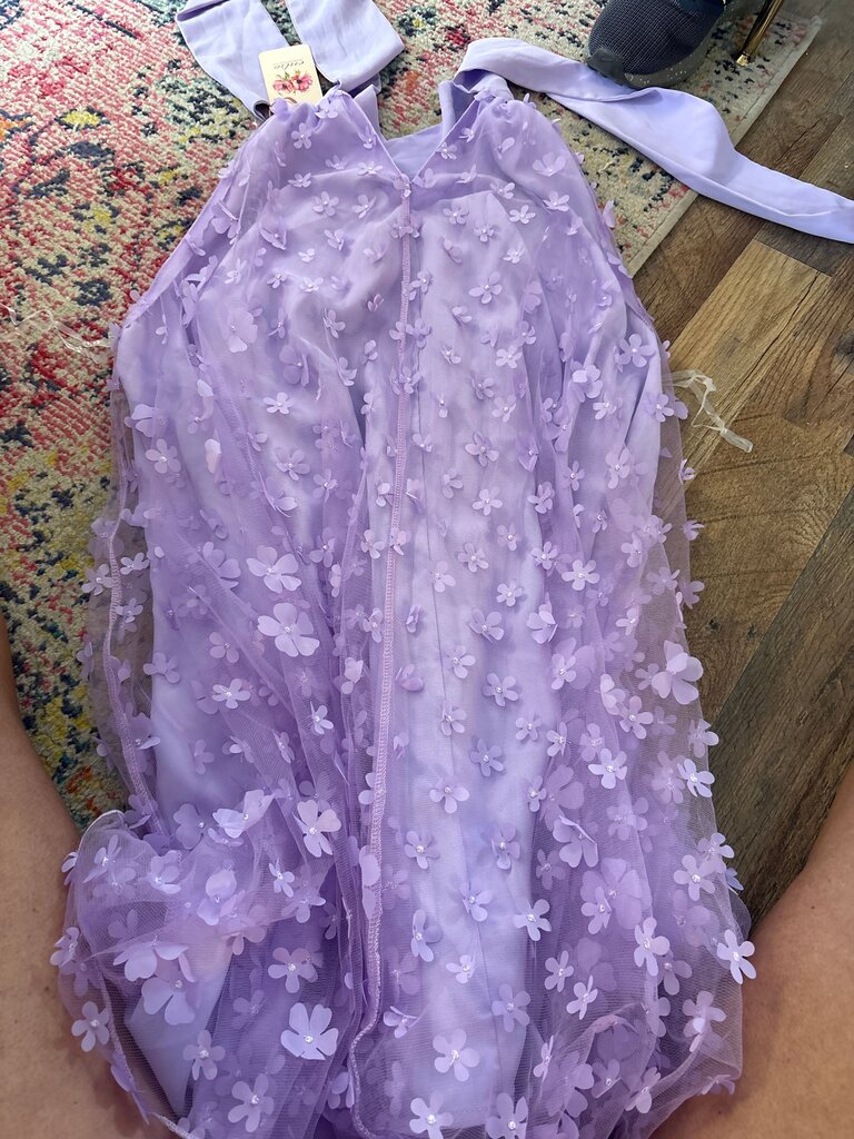 Purple Flower Embellished Dress