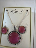Kim Rogers Pink Pendant and Earrings Set