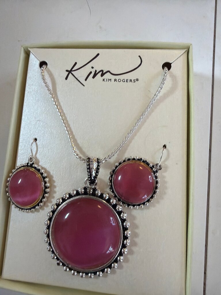Kim Rogers Pink Pendant and Earrings Set