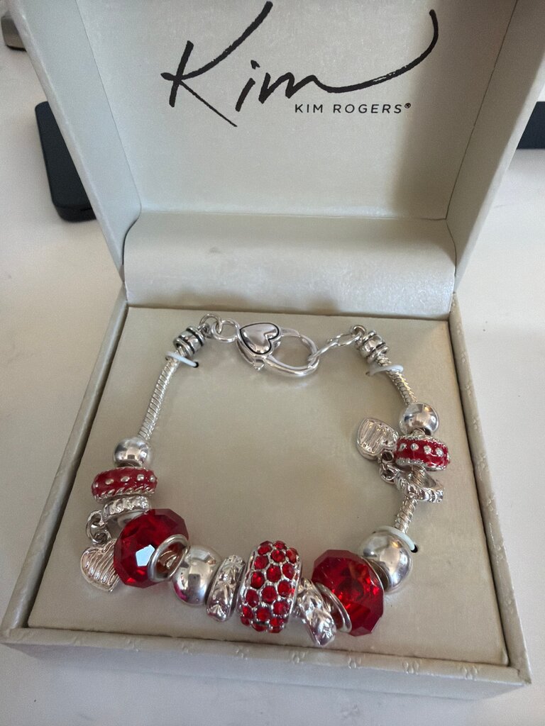 Kim Rogers Red Beaded Charm Bracelet