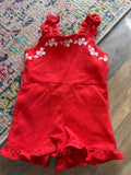 Red Floral Ruffle Romper