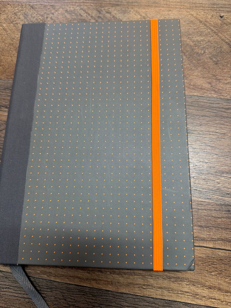 Gray Notebook with Orange Elastic Closure