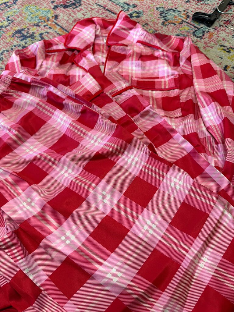 Beach Riot Red and Pink Plaid Top