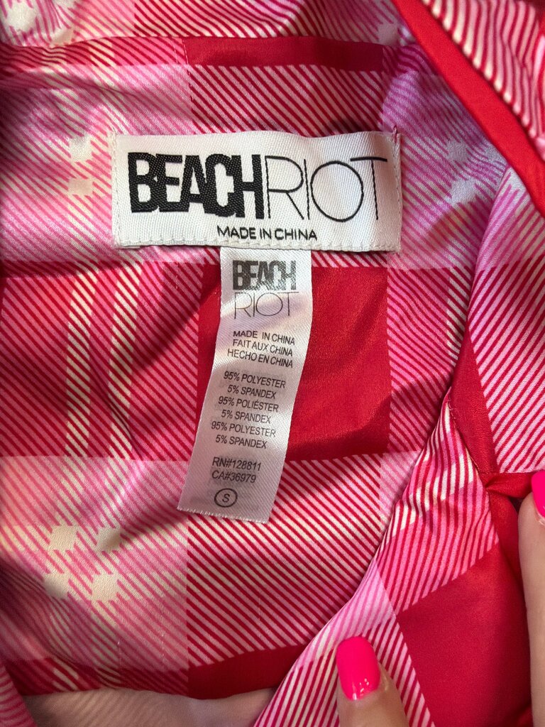 Beach Riot Red and Pink Plaid Top