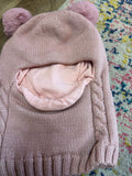 Cute Pink Knit Hat with Ear Poms