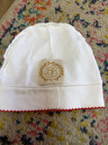 White Baby Hat with Red Trim