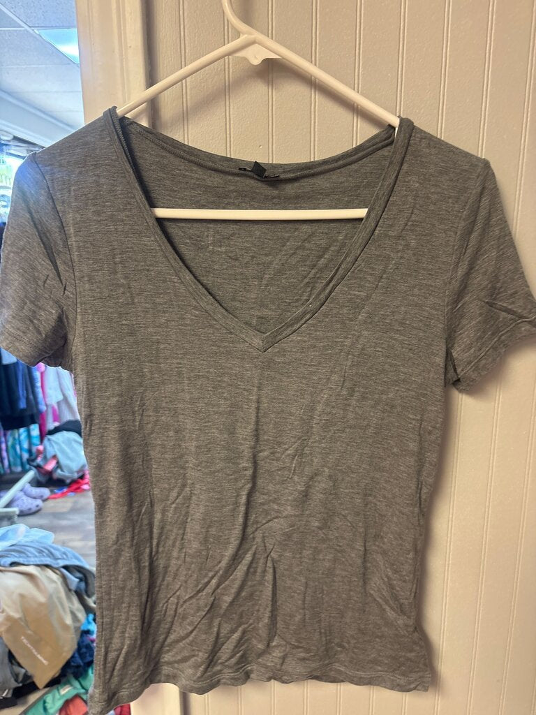 Express Gray V-Neck T-Shirt