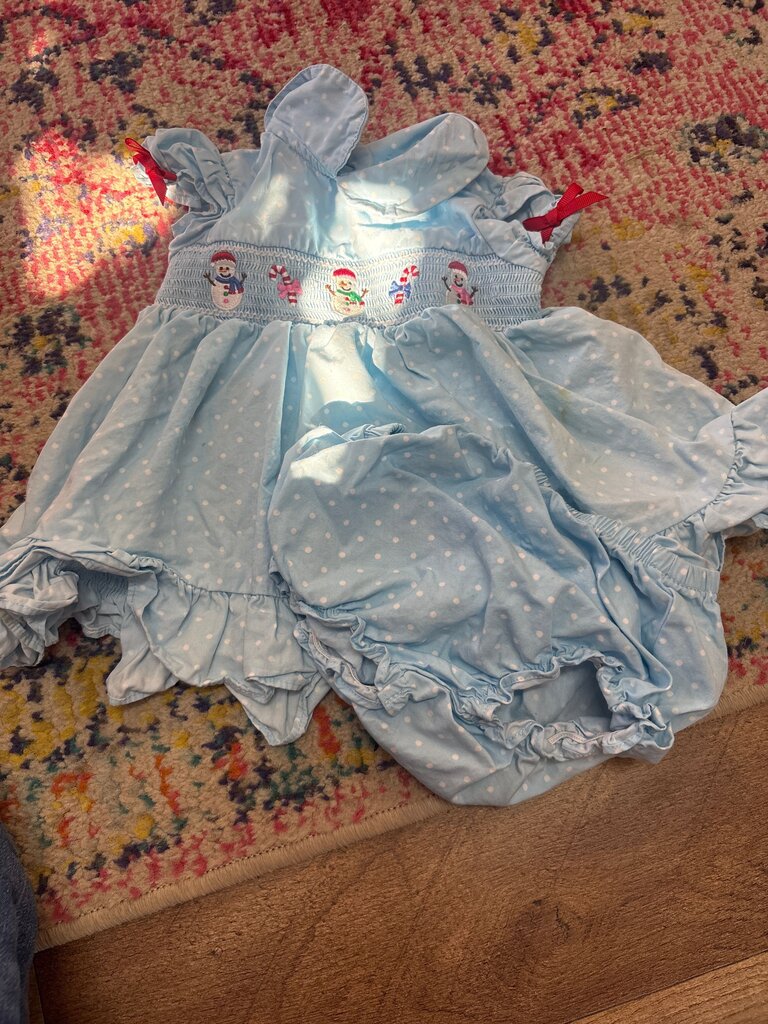 Goodland Baby Girl Blue Polka Dot Dress