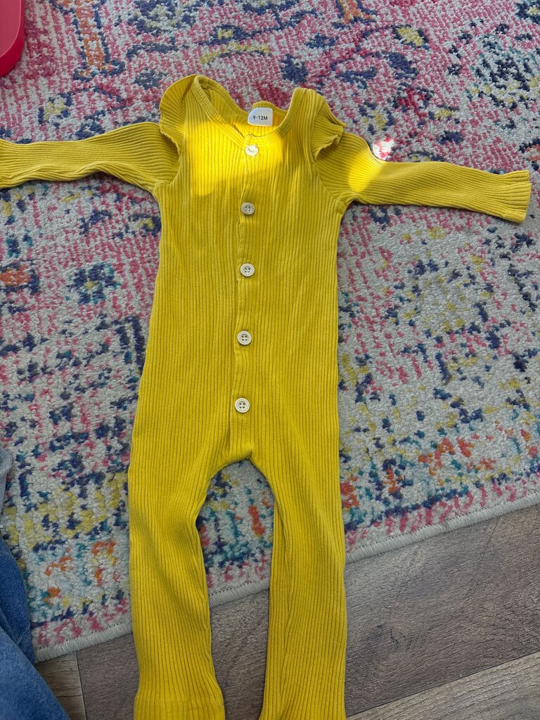 Yellow Ribbed Baby Jumpsuit
