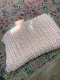 Handmade Pink and White Crochet Blanket