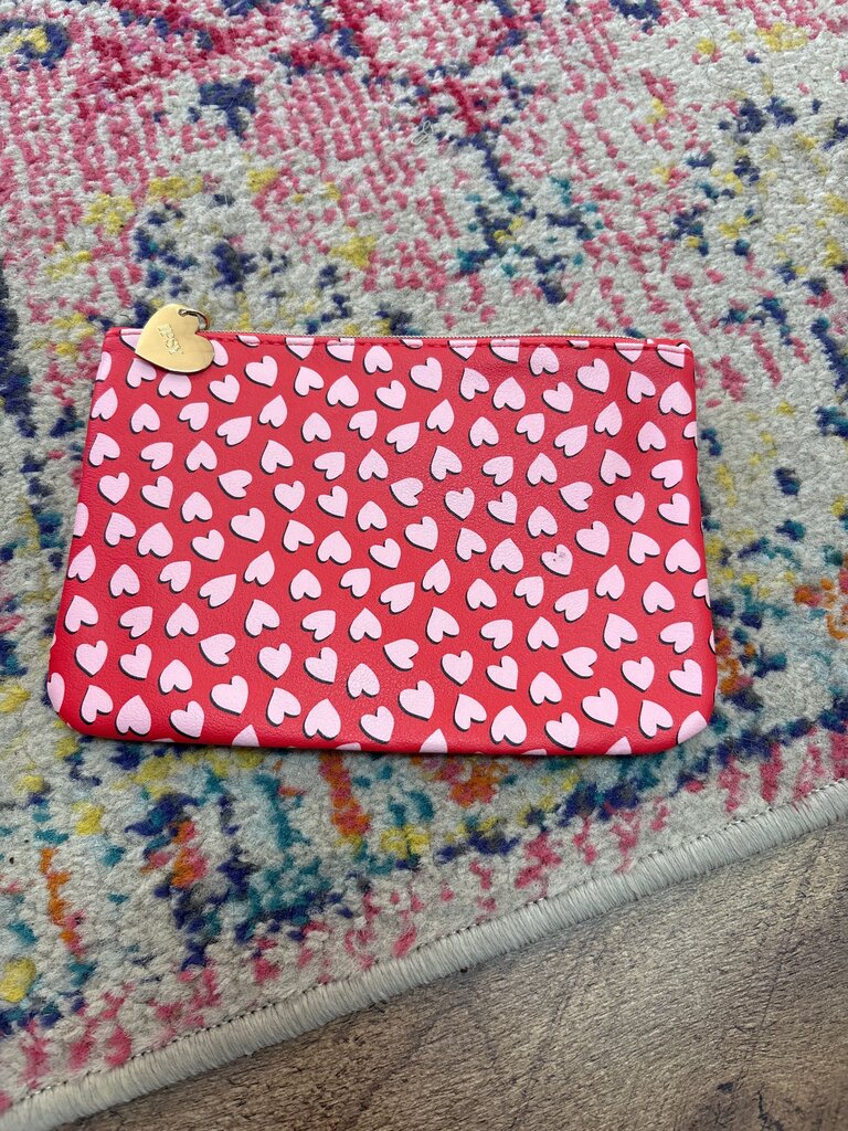 Red Heart Print Pouch