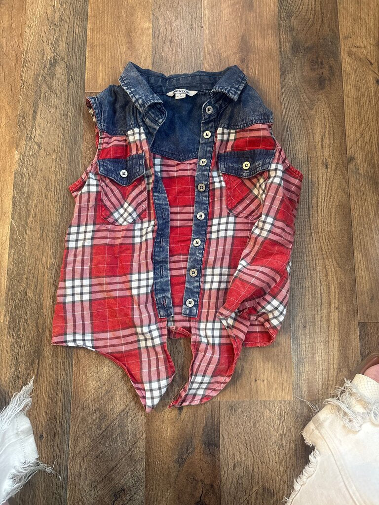 Bienzoe Girls' Plaid Sleeveless Top