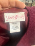 Youngland Girls' Burgundy Dress with Bow and Embroidery