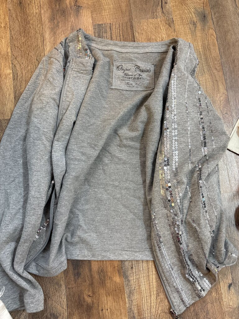 Onque Casuals Sequin Trim Gray Jacket